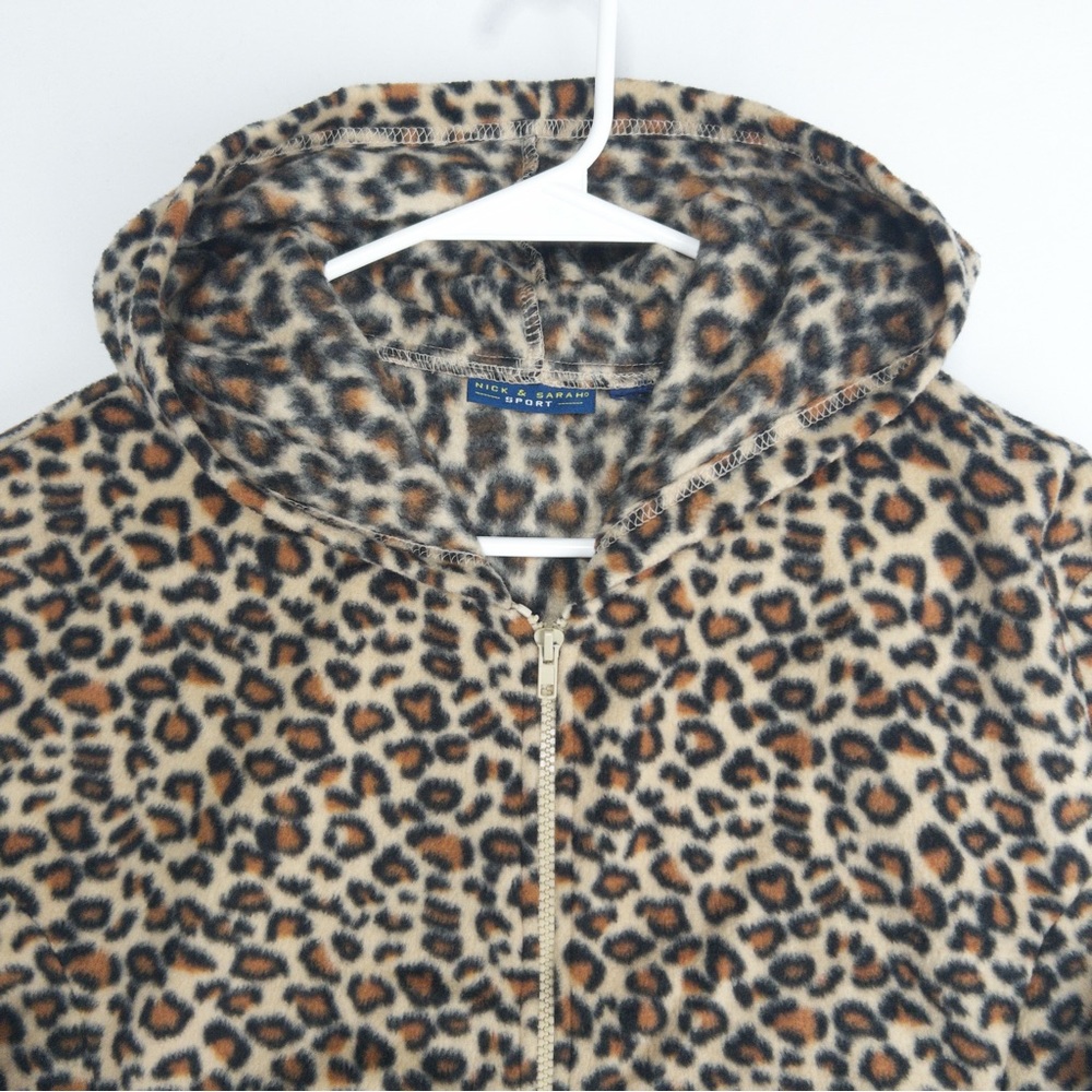 Nick & Sarah‎ Cheetah Fleece Jacket Womens XL Leopard Hoodie Hooded Full Zip
